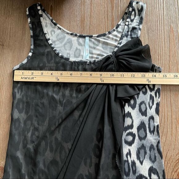 Event Leopard Chiffon Overlay Tank Top Sz Small - Picture 8 of 11